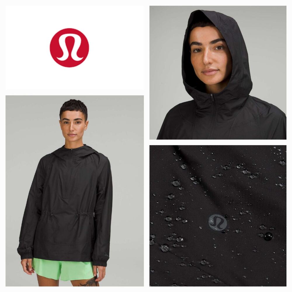 EUC Lululemon Cinch-Waist Half-Zip Running Water-Repellent‎ Jacket Sz. 4 Black
